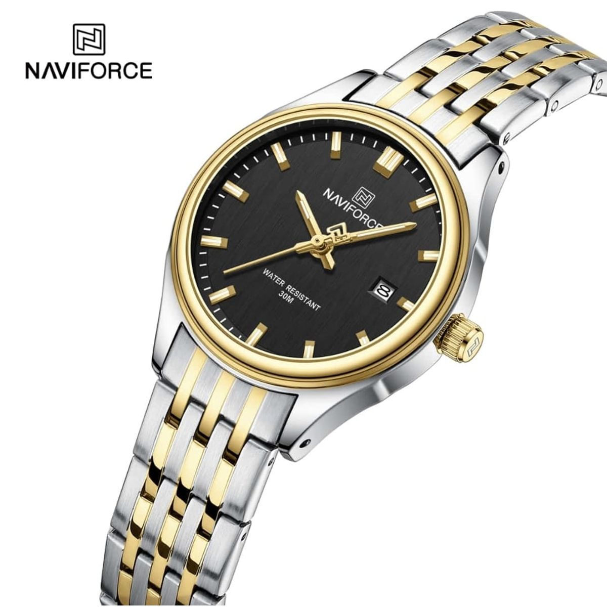 NAVIFORCE - Reloj Naviforce 8039L Correa Acero detalles dorados Para Dama