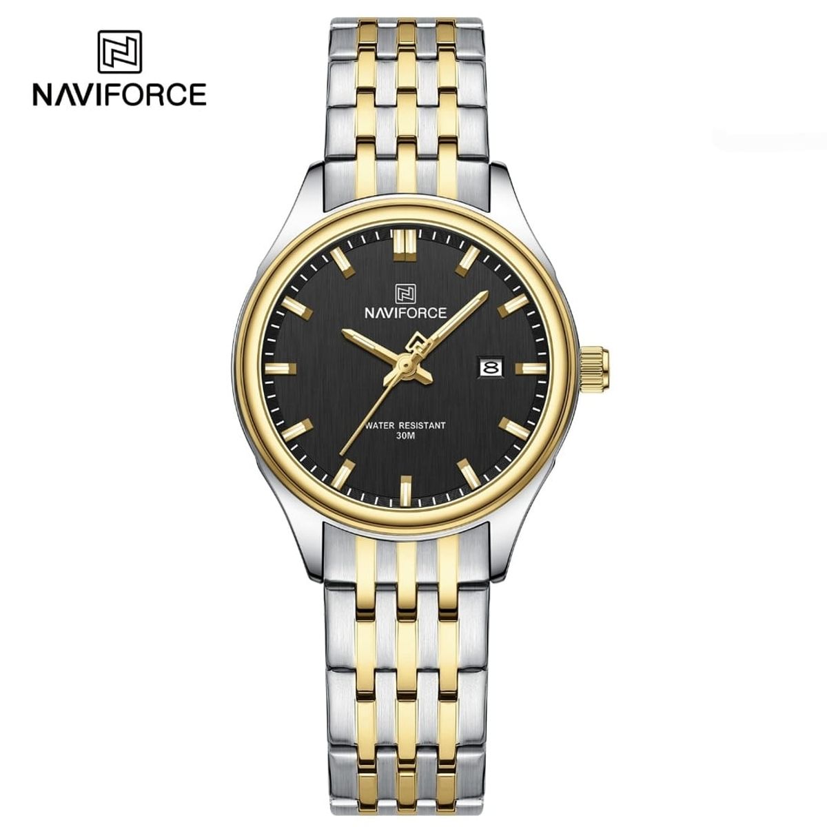 NAVIFORCE - Reloj Naviforce 8039L Correa Acero detalles dorados Para Dama