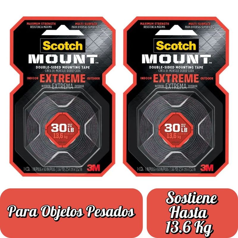 MARCA - Pack x2 Cinta Adhesiva Scotch mount Extrema