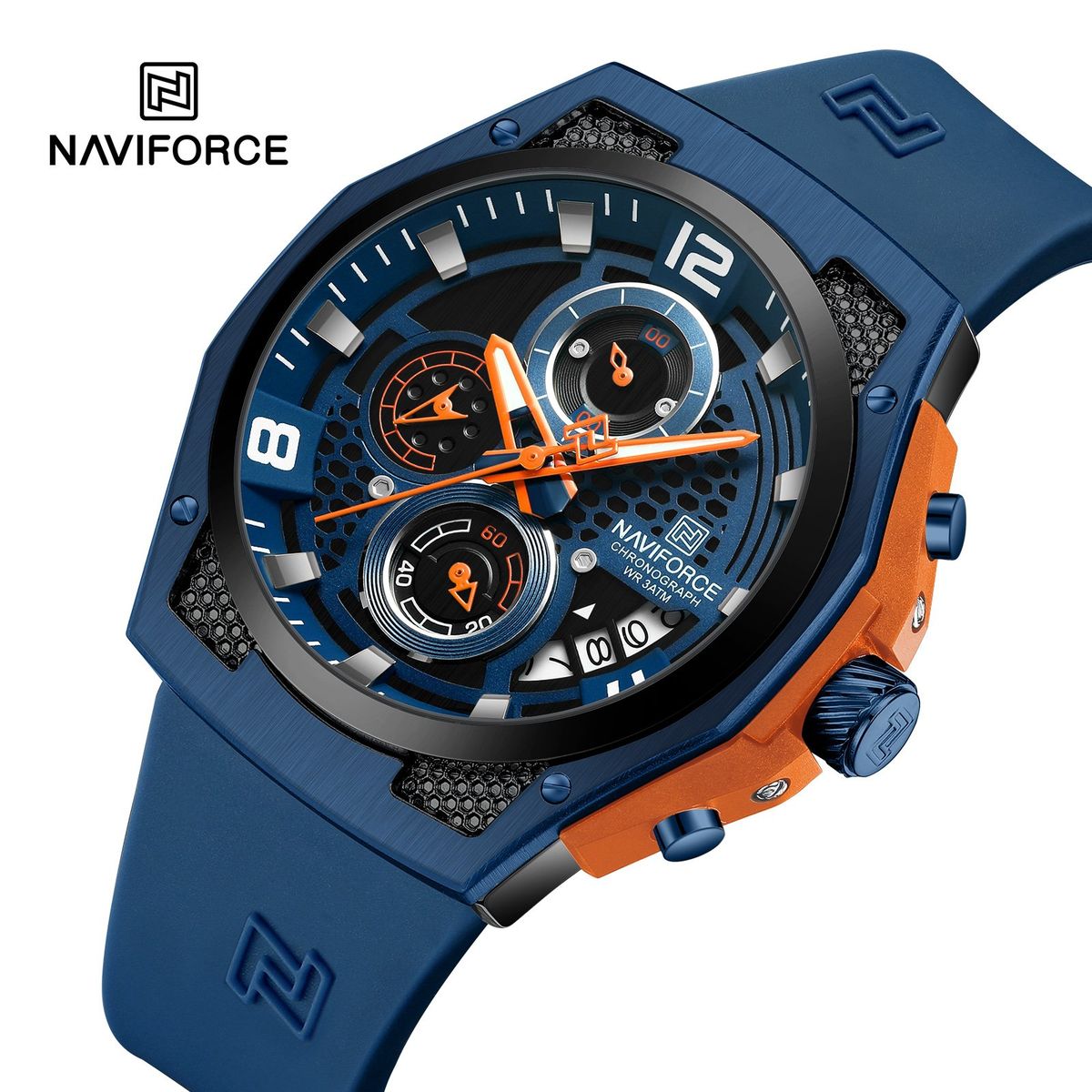 NAVIFORCE - Reloj Naviforce 8051 Azul detalles Naranja para Caballero