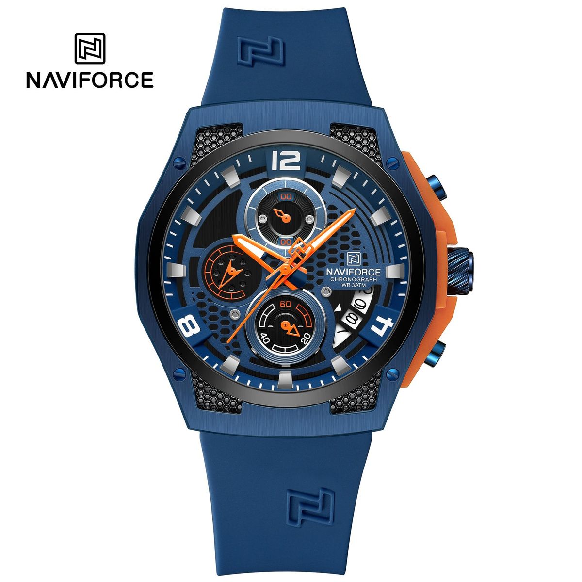 NAVIFORCE - Reloj Naviforce 8051 Azul detalles Naranja para Caballero