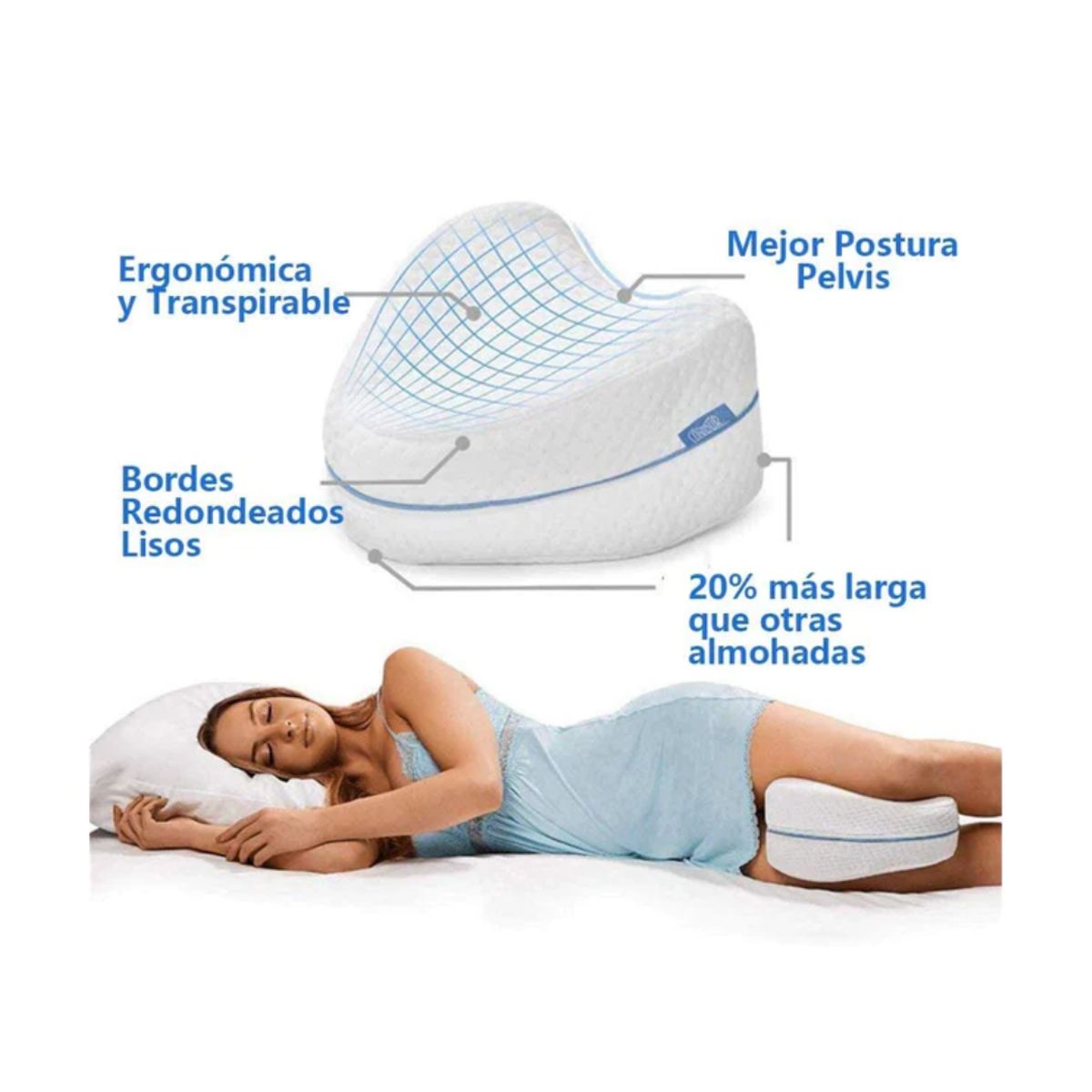 GENERICO - Almohada Cojín Piernas Y Rodillas Viscoelástica Leg Pillow