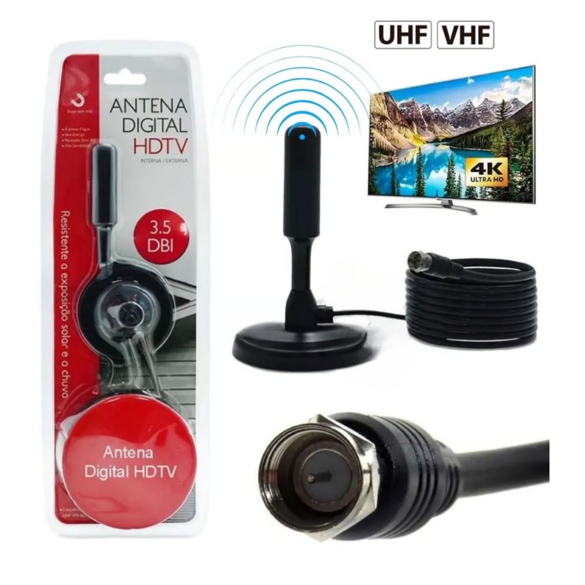 SEISA - Antena Digital TV HD para TV LCD SMART TV Con Señal Abierta HD