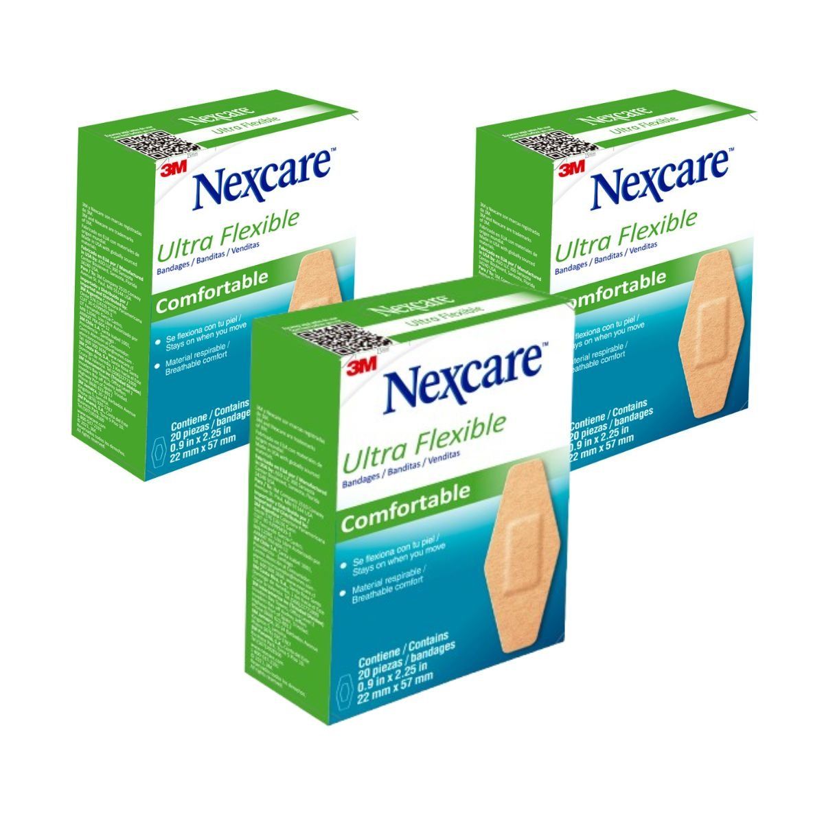 3M NEXCARE - Pack x3 Banditas Nexcare Ultraflexible confortable x20