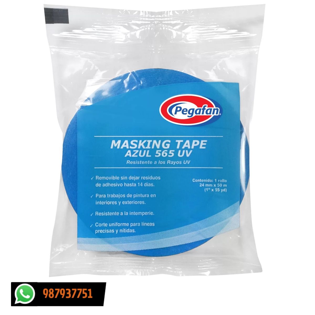 PEGAFAN - CINTA MASKING TAPE AZUL 1" ( PACK x 4 Unid)