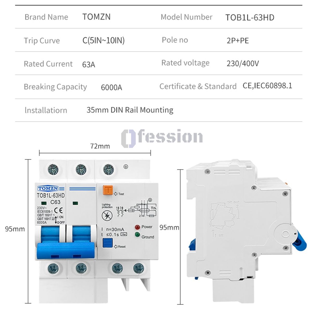 GENERICO - Protector Combinado circuitos fuga a tierra y sobretensiones 220V 63A