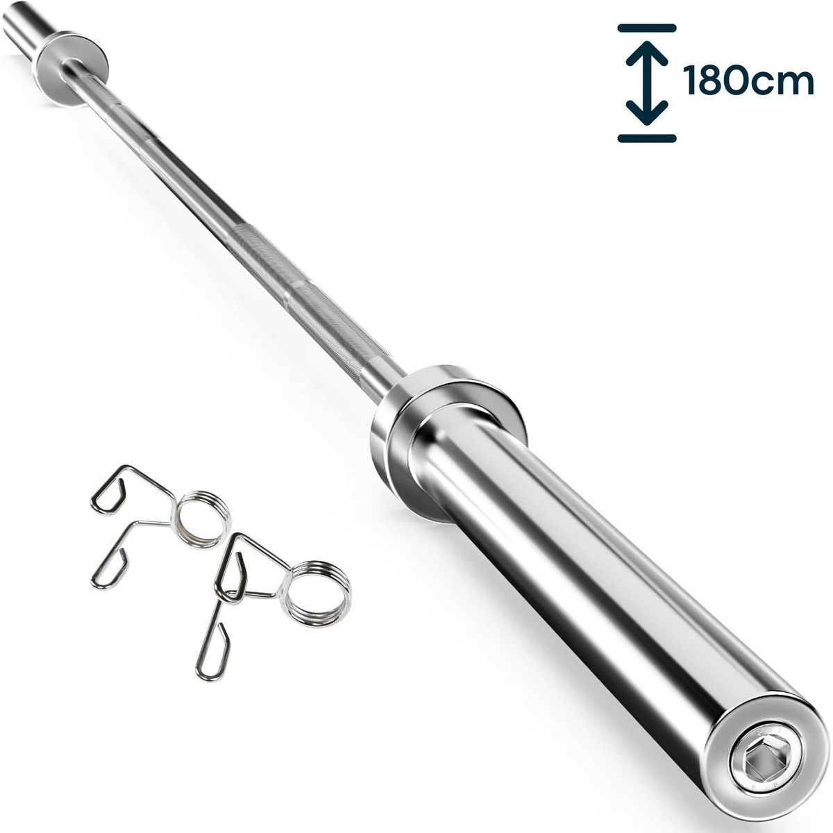 XTREME SPORT - Barra Olímpica Recta de 180 cm + Seguros