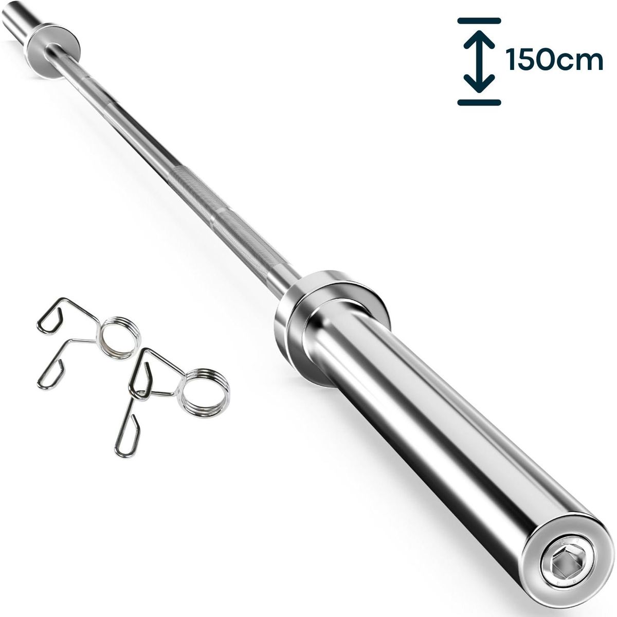 XTREME SPORT - Barra Olímpica Recta de 150 cm + Seguros