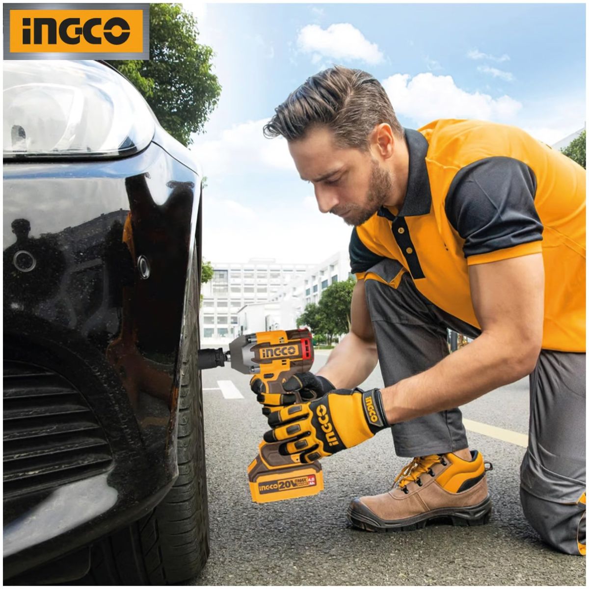 INGCO TOOLS - LLAVE DE IMPACTO INALAMBRICO 20V BRUSHLESS, LAMPARA MAGNETICA 10 DADOS