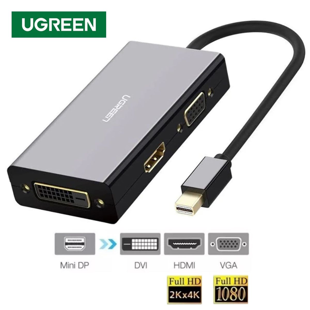 UGREEN - Convertidor Mini Displayport a Hdmi Vga Dvi UGREEN 4K 1080P 3 en 1