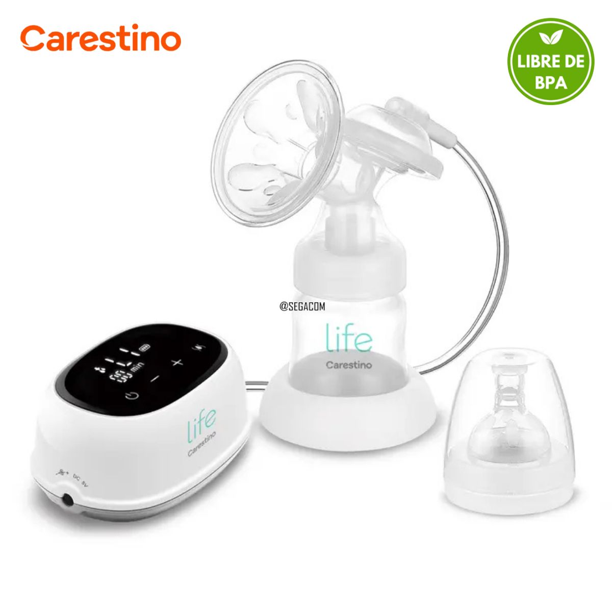 CARESTINO - Extractor de leche Sacaleche Eléctrico CARESTINO -LIFE- Gris