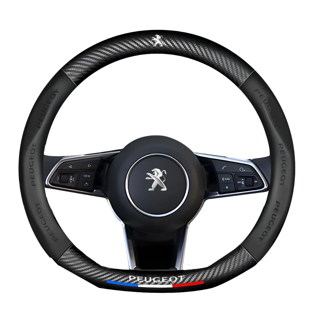 JET - Funda De Volante Premiun Tipo D Para Peugeot  con Fibra