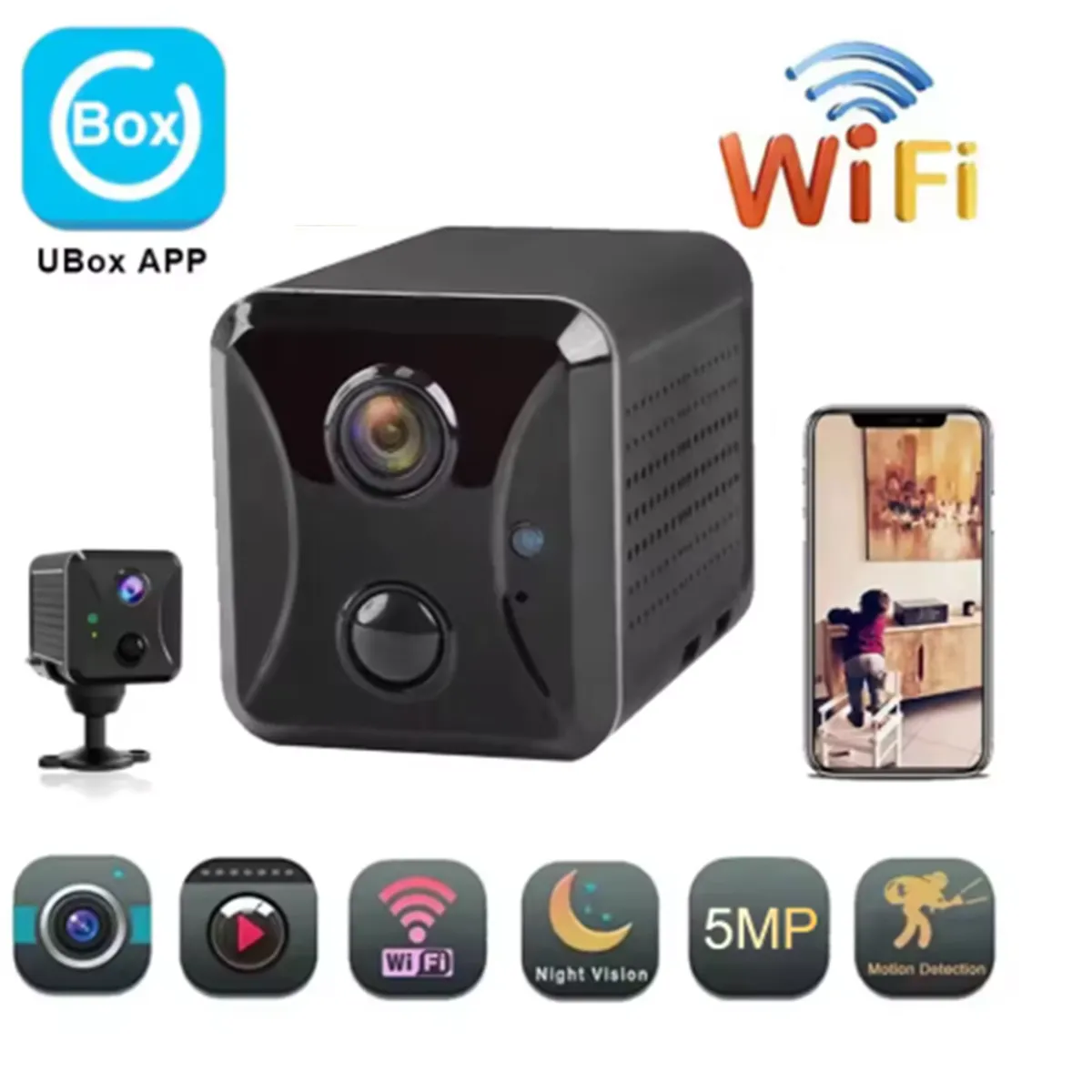 GENERICO - Camara Espia Wi Fi Vision NocturnaCon Bateria  De Larga Duracion