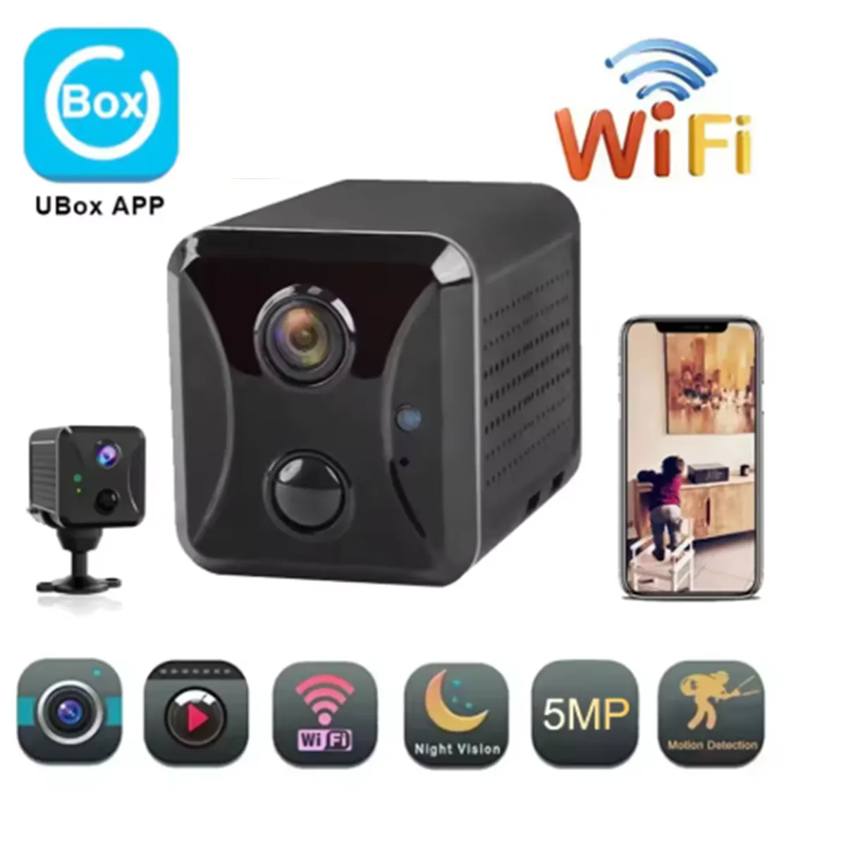 GENERICO - Camara Espia Wi Fi Vision NocturnaCon Bateria  De Larga Duracion