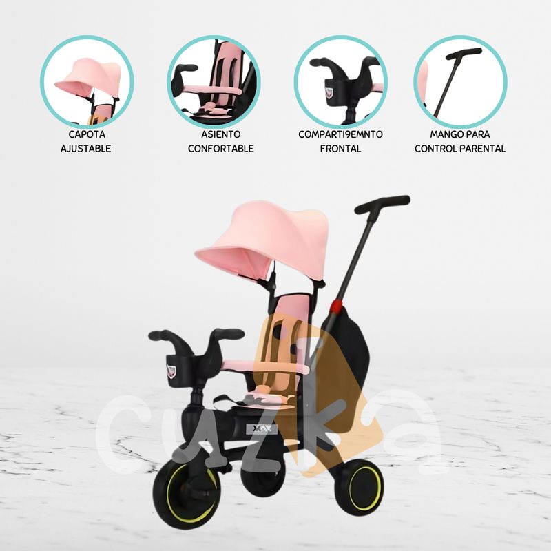 MAX - Triciclo Guiador Plegable para Niños «MAX» Pink