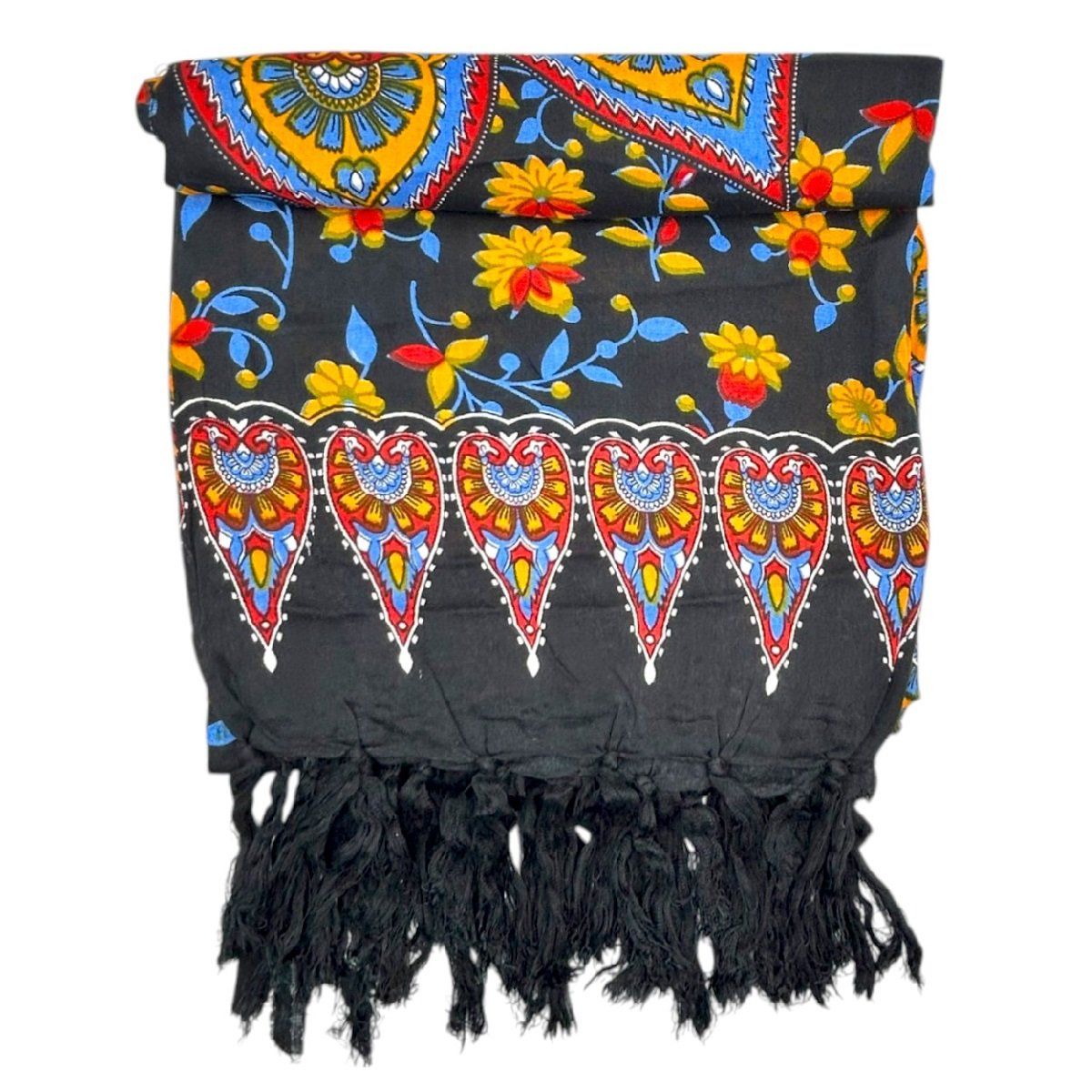 GENERICO - Pareo Pañoleta Balí Negro con Flores