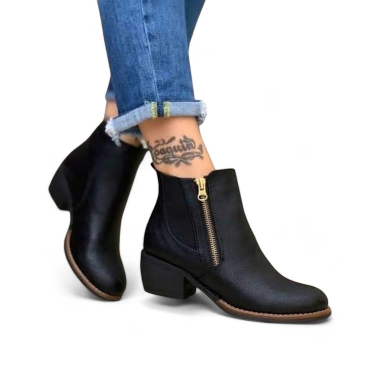 GENERICO - botín mujer elástico especial color negro taco 5.-