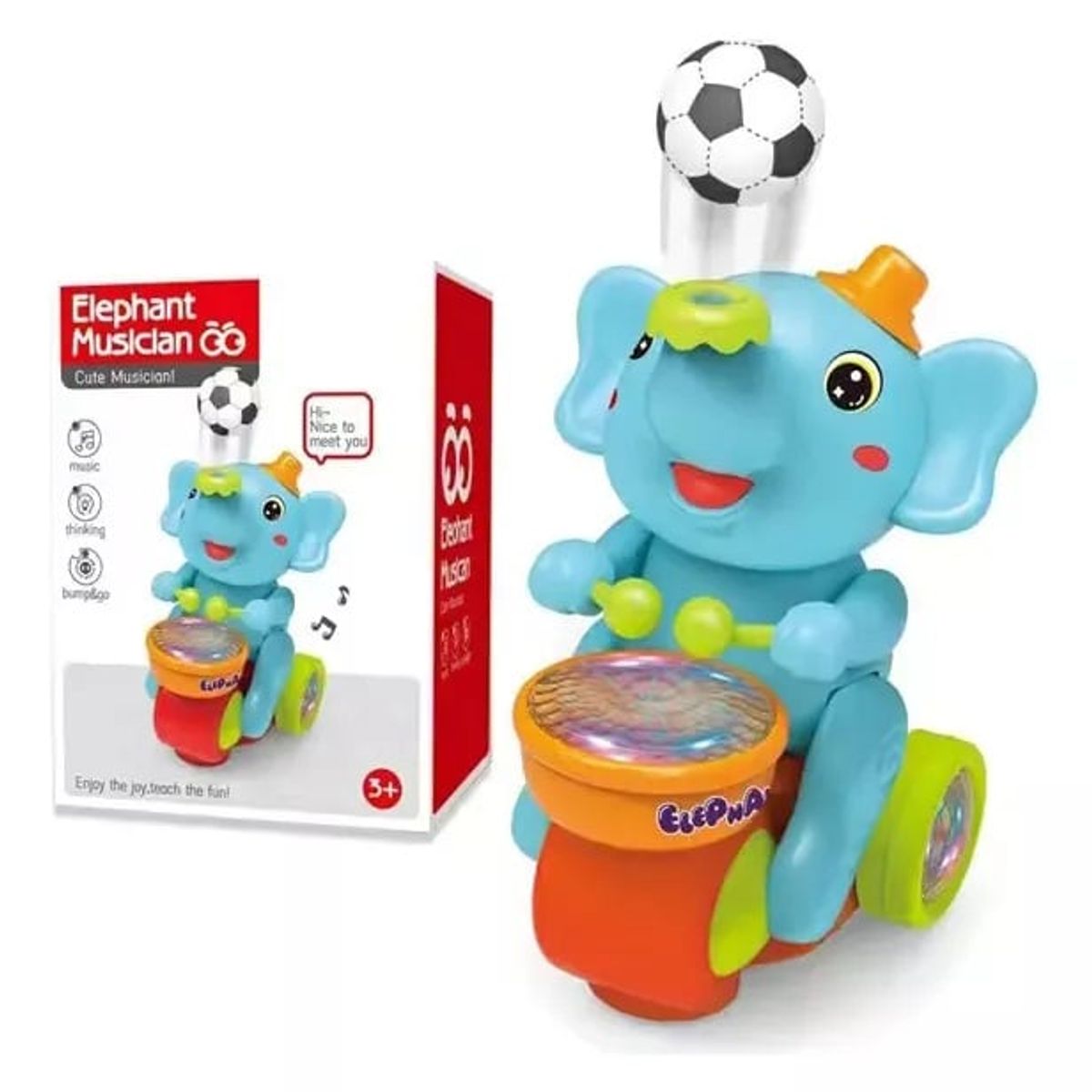 GENERICO - Elefante Musical con Luces y Pelota Flotante