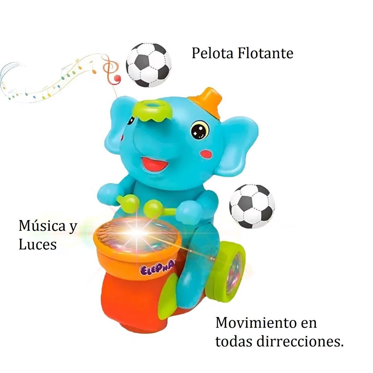 GENERICO - Elefante Musical con Luces y Pelota Flotante