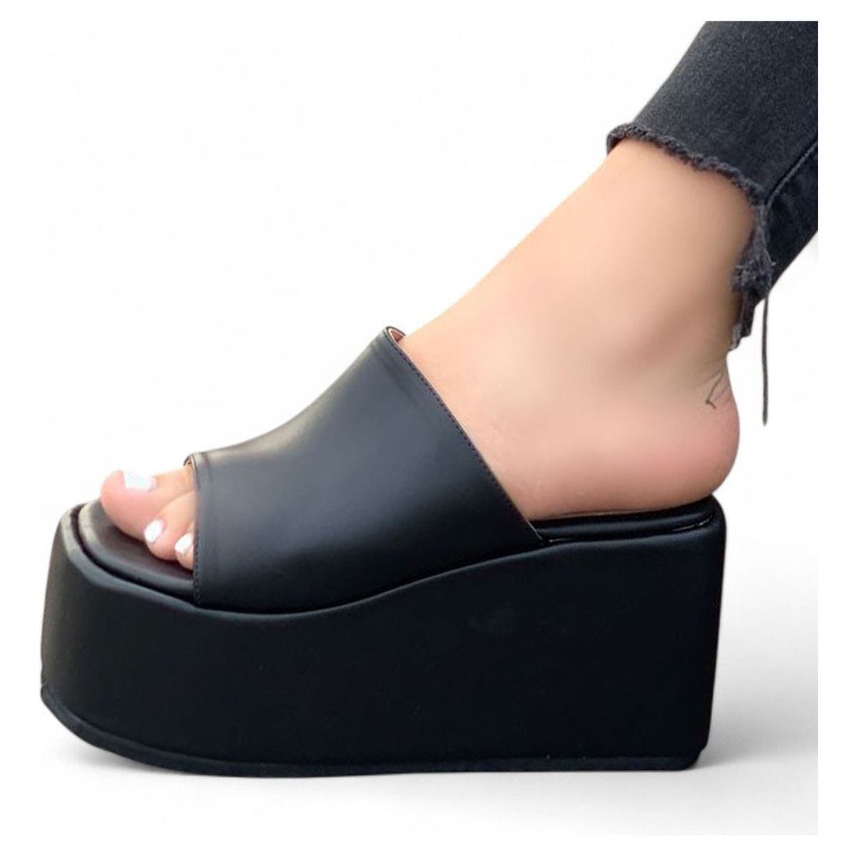 GENERICO - Sandalia Mujer Plataforma 9 Cm Forrada 1431L-55 Color Negro