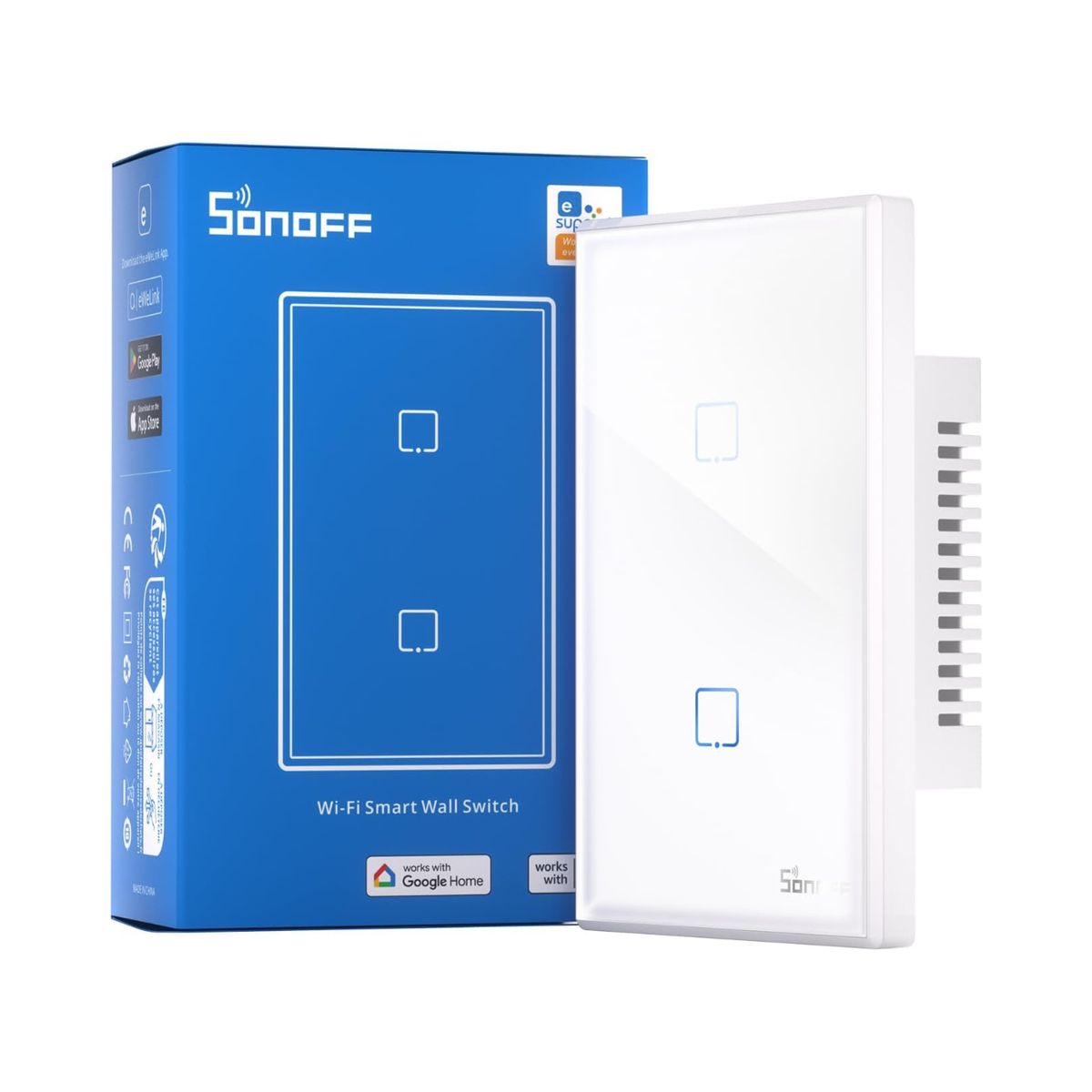 SONOFF - Interruptor Inteligente Sonoff T2 Blanco 2 Botones Wifi