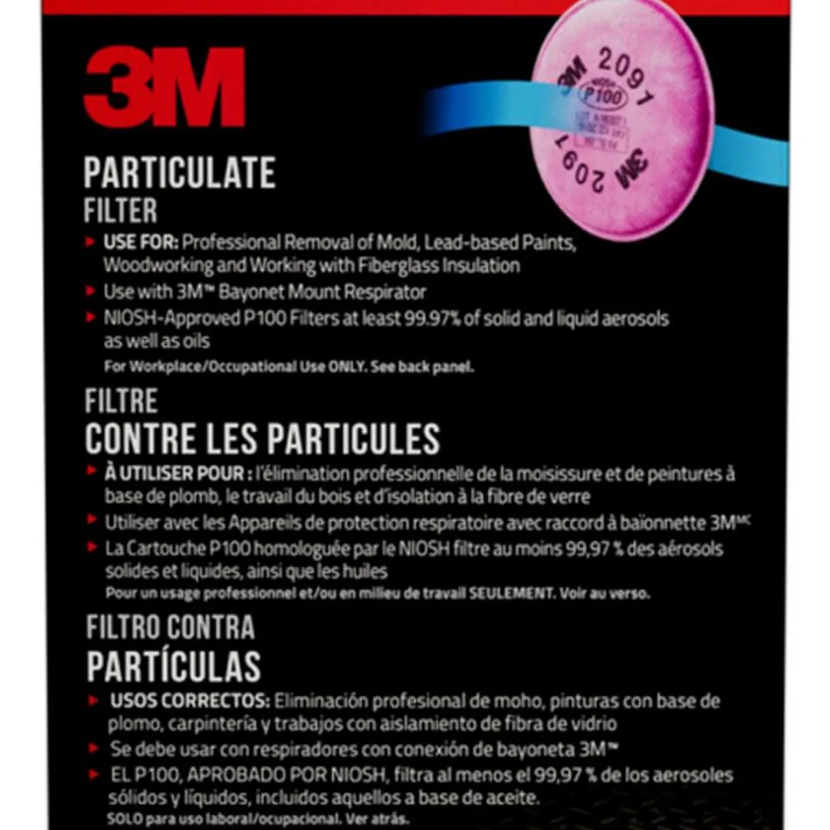 3M - Filtro de Partículas 3M para Respirador – Protección P100