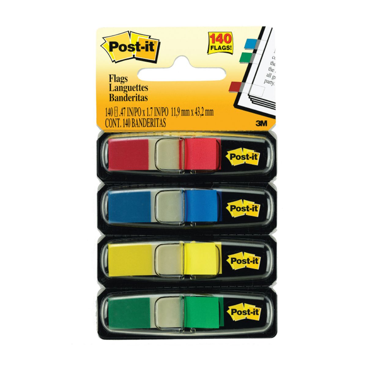 3M - Banderitas Post It Colores Clásicos x4