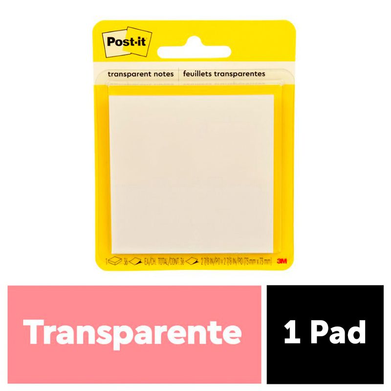 3M - Notas Adhesivas Post It transparentes 73Mmx73Mm