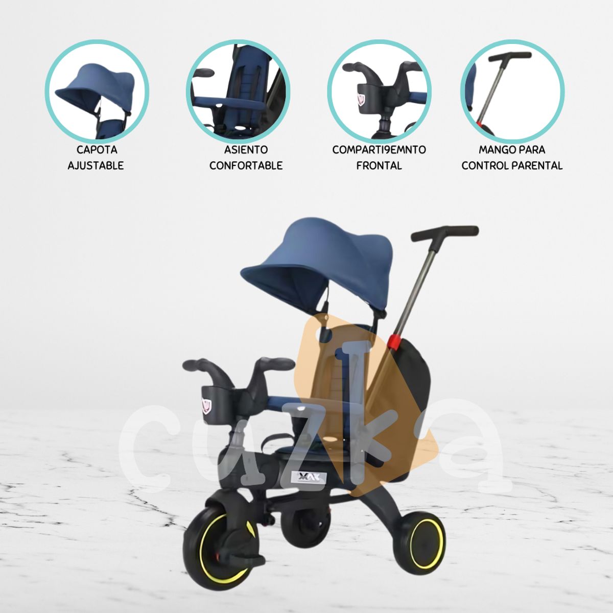 MAX - Triciclo Guiador Plegable para Niños «MAX» Blue