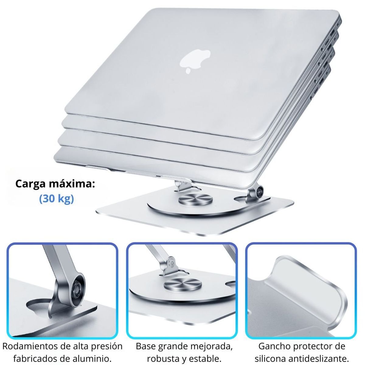 OEM - Soporte de Aluminio 360° BOSSNEY Laptop Tablets Soporta 30 KG BS-6805