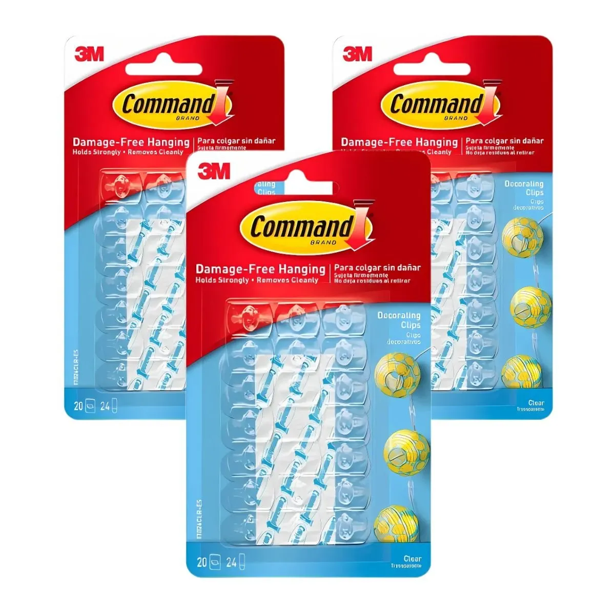 3M - Pack x3 Ganchos Command Decorativos Clear 17026