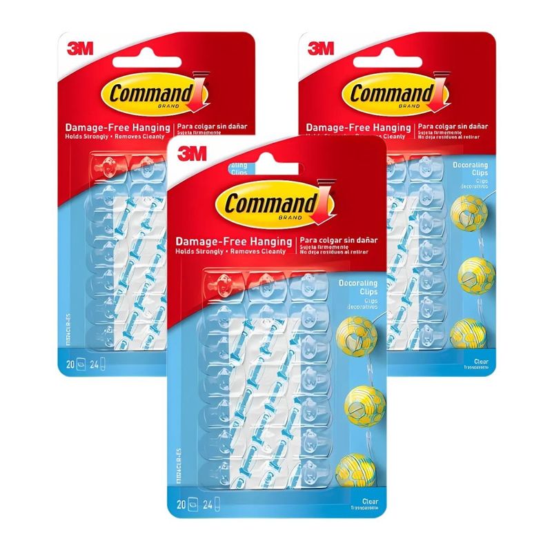 3M - Pack x3 Ganchos Command Decorativos Clear 17026