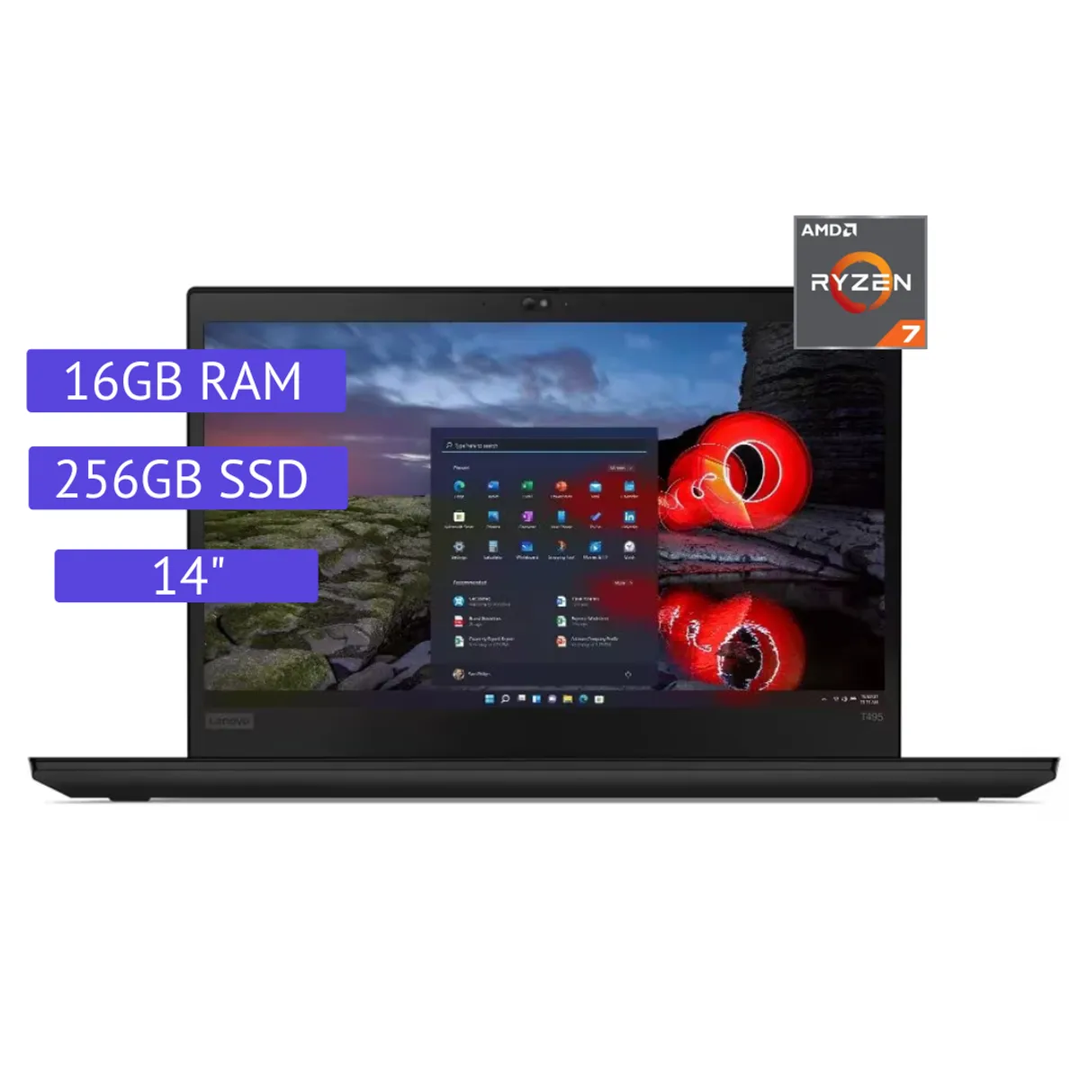 LENOVO - Laptop Reacondicionada ThinkPad T495 - Ryzen7 - 16GB RAM - 256gb SSD - 2GB VIDEO - Negro