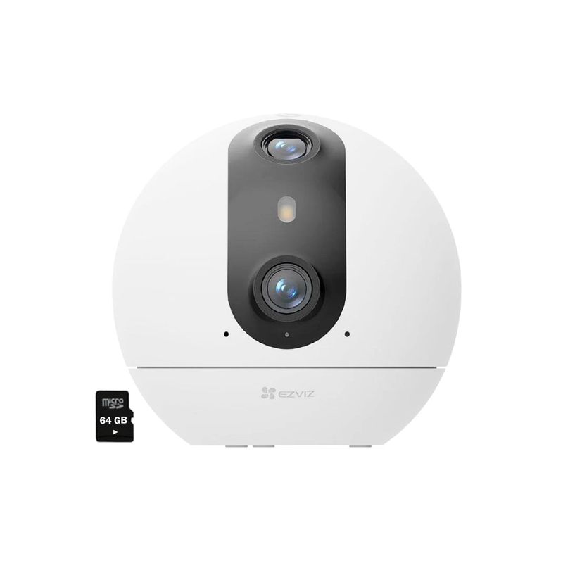 EZVIZ - Cámara Seguridad Wifi Ezviz C60P Dual 2K 3MP con Boton Llamada +SD64GB