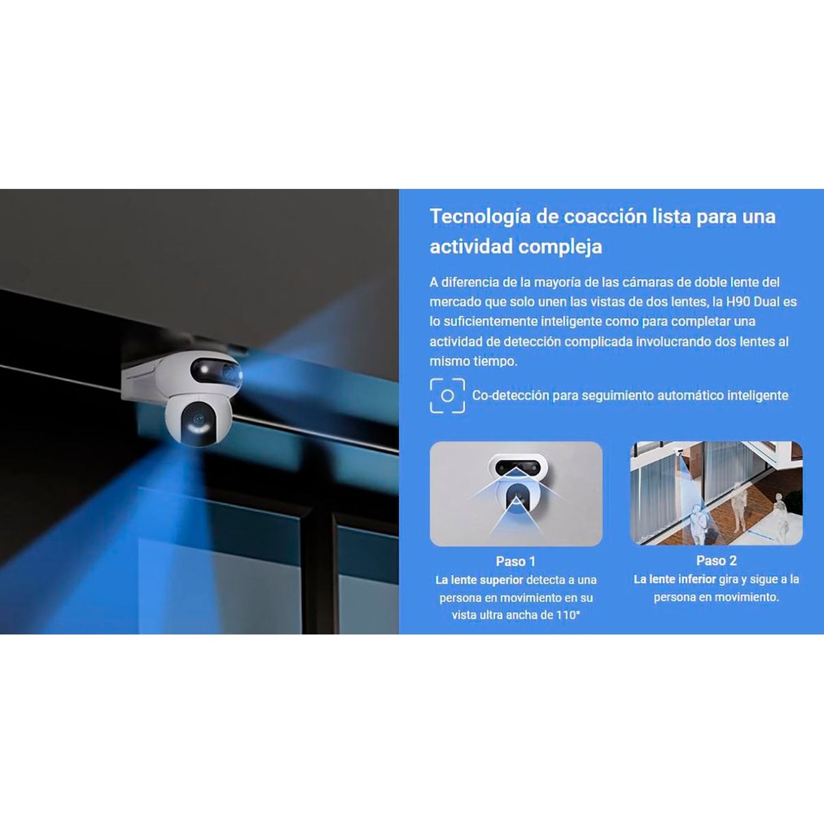 EZVIZ - Cámara Ezviz H90 Dual 4MP + 4MP Binocular WiFi Gira 360 Exterior