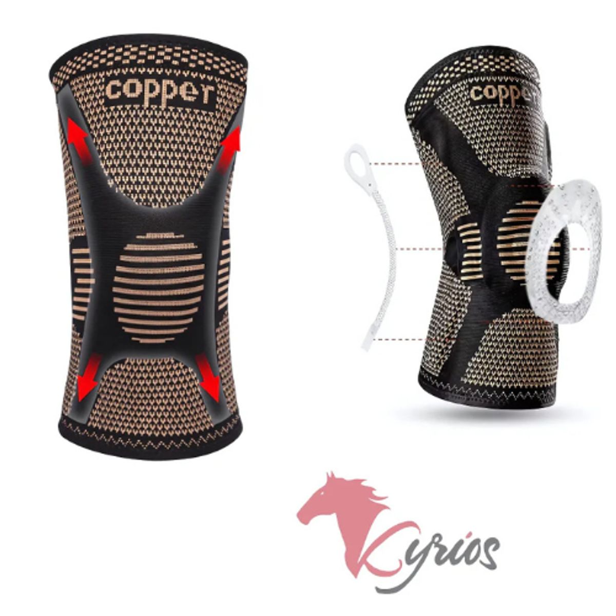 NO LOGO - Rodillera de Gel con Hilo de Cobre Talla XL