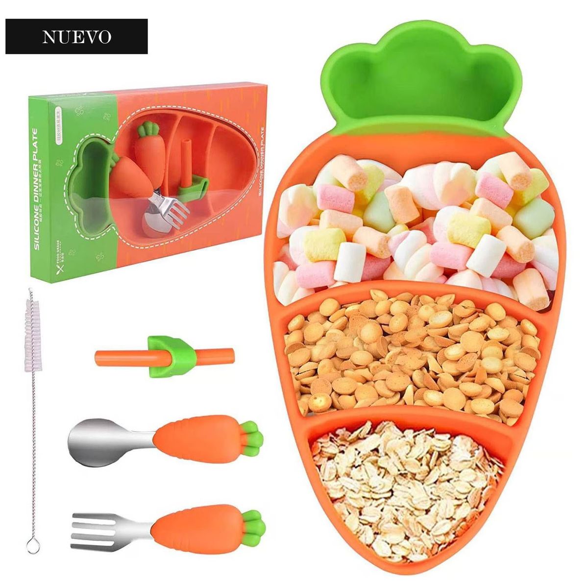 GENERICO - Plato Antideslizante para Bebe Zanahoria