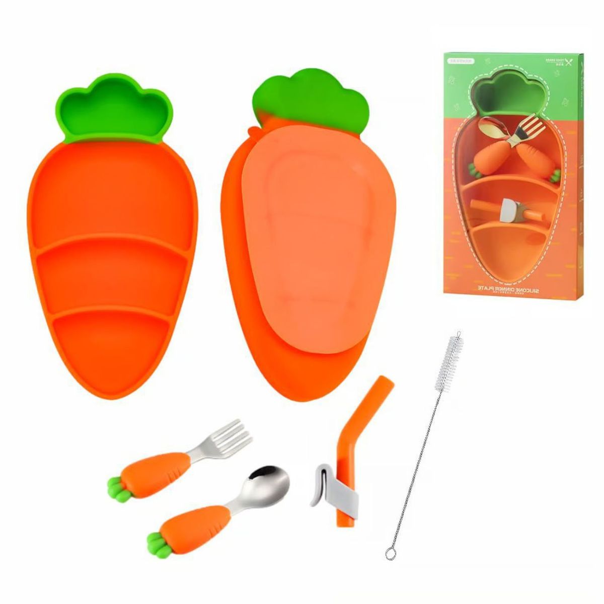 GENERICO - Plato Antideslizante para Bebe Zanahoria