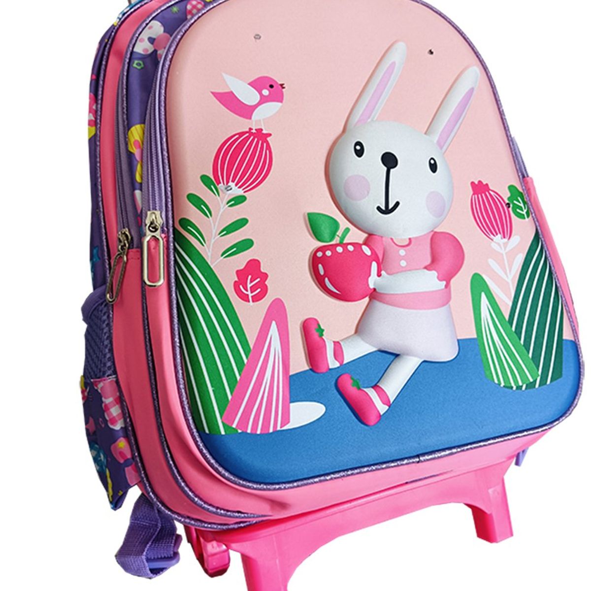 GENERICO - Mochila Lonchera y Cartuchera Oficio 3Pzas Con Carrito Conejita Rosa