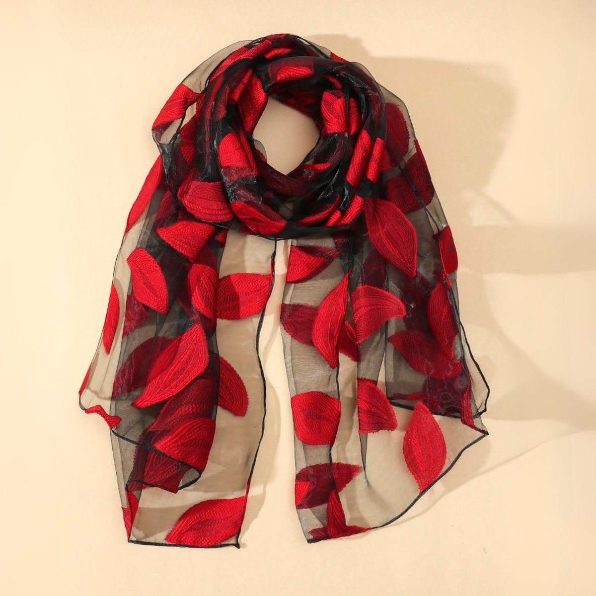 KAST PE - Pañoleta Bufanda Rosaura Rojo de 175x70cm