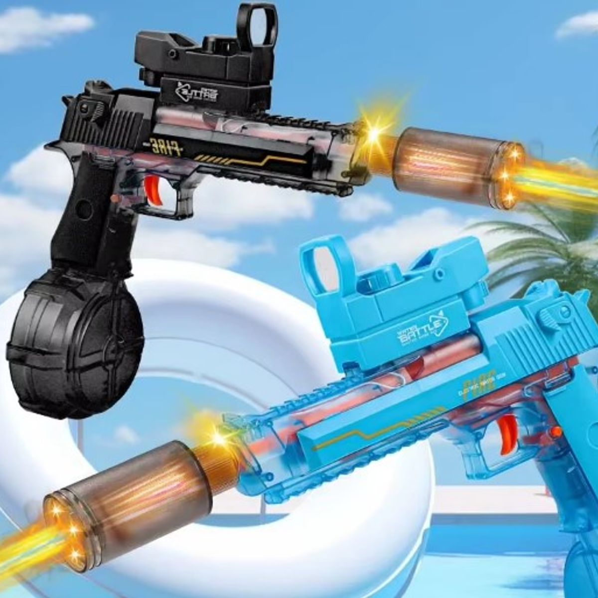 GENERICO - Pistola de Agua Eléctrica Automática Gris con Luces