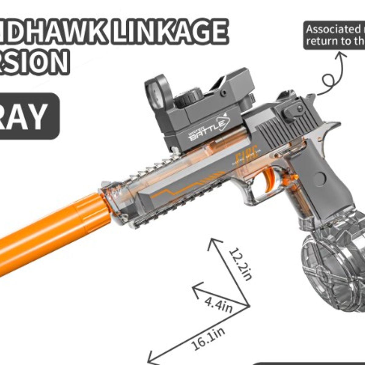 GENERICO - Pistola de Agua Eléctrica Automática Gris con Luces