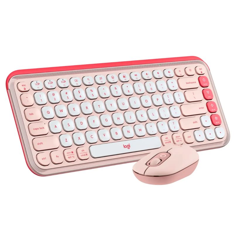 LOGITECH - Combo Logitech POP ICON Teclado y Mouse Bluetooth Rosa