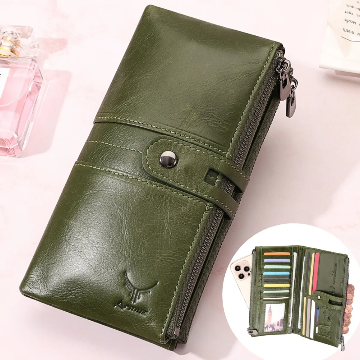 ARMUZ - Billetera de Cuero vacuno Ejecutiva BP803 con RFID Mujer