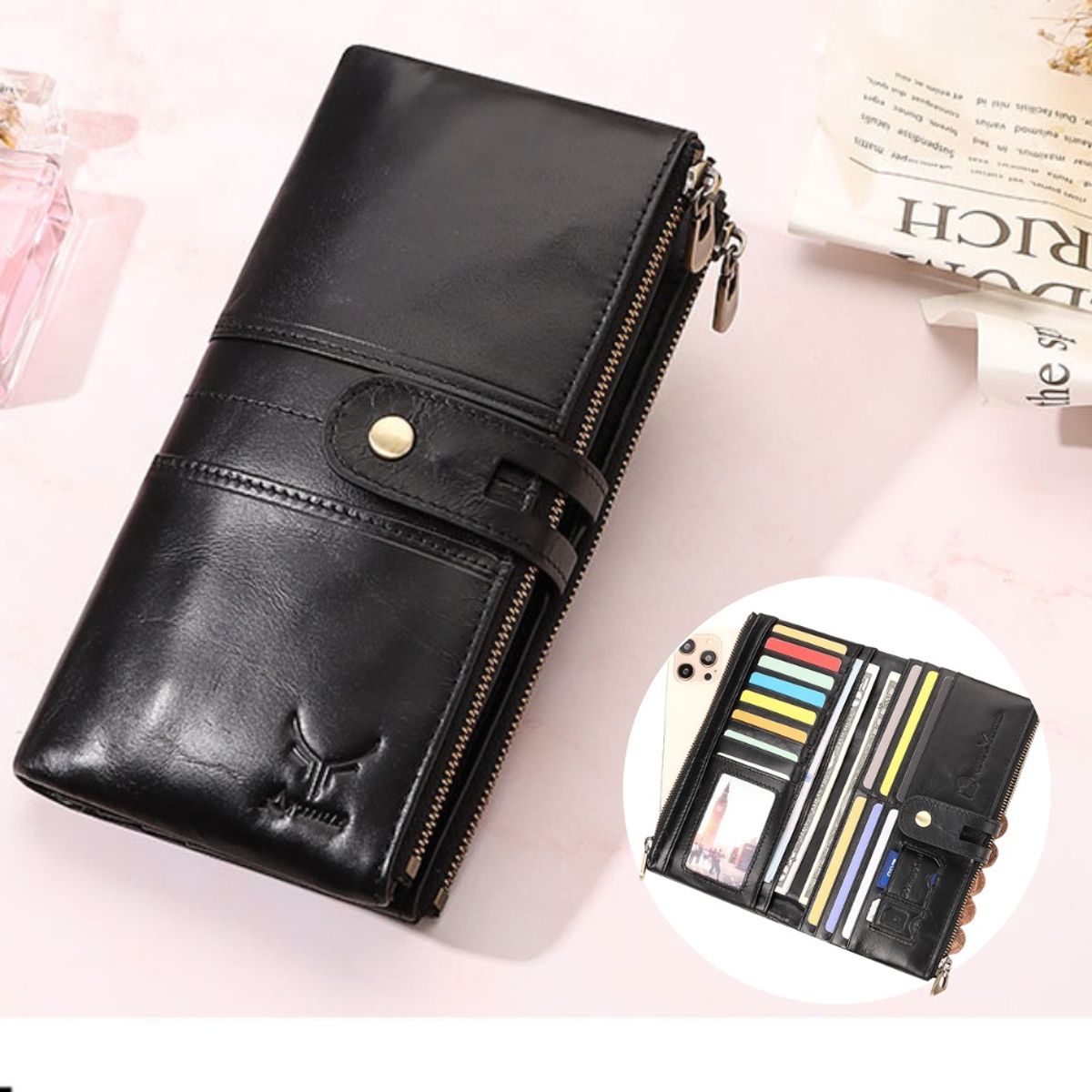 ARMUZ - Billetera de Cuero vacuno Ejecutiva BP803 con RFID Mujer