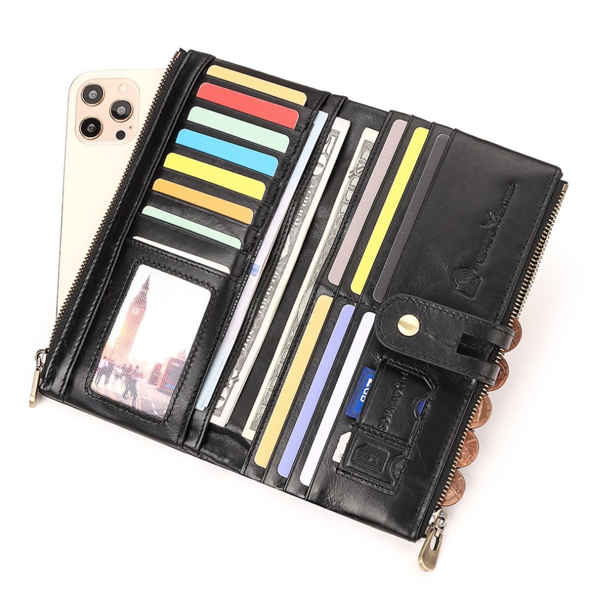 ARMUZ - Billetera de Cuero vacuno Ejecutiva BP803 con RFID Mujer