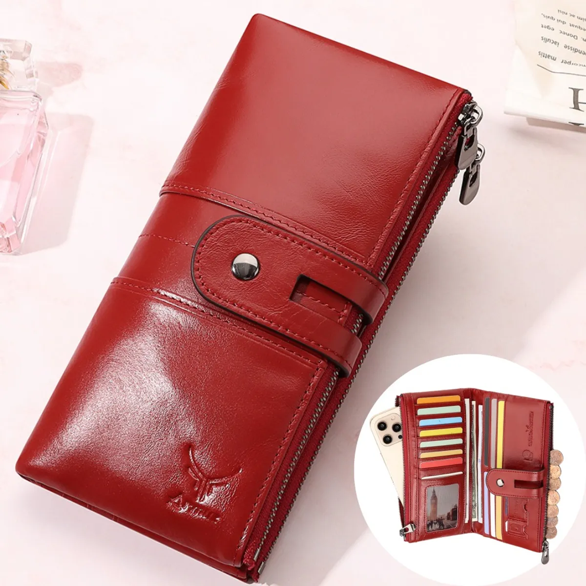 ARMUZ - Billetera de Cuero vacuno Ejecutiva BP803 con RFID Mujer