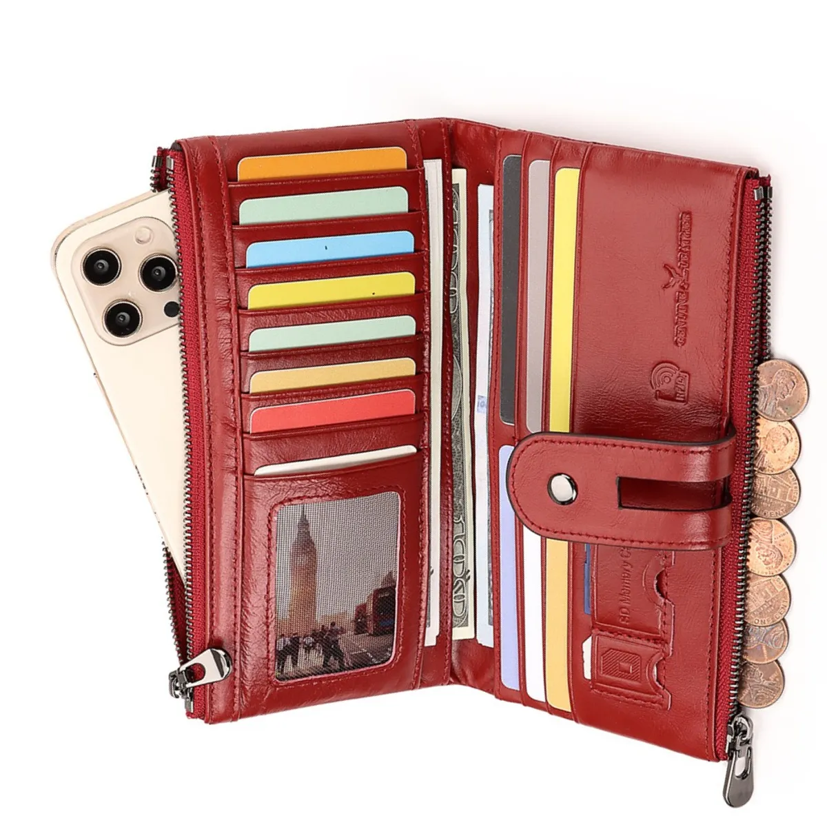 ARMUZ - Billetera de Cuero vacuno Ejecutiva BP803 con RFID Mujer