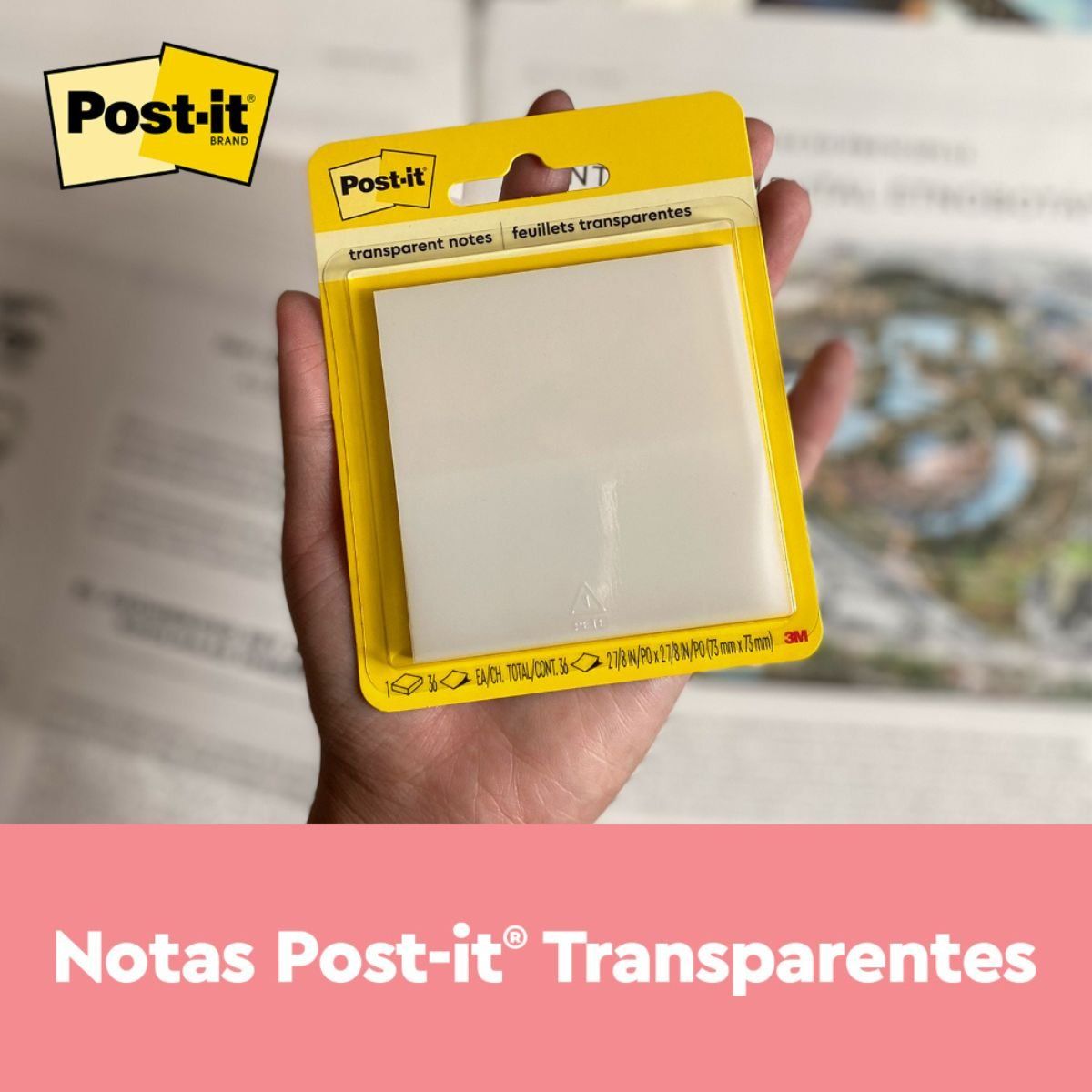 3M - Pack X3 Notas Adhesivas Post-It Transparentes 73Mm X 73Mm
