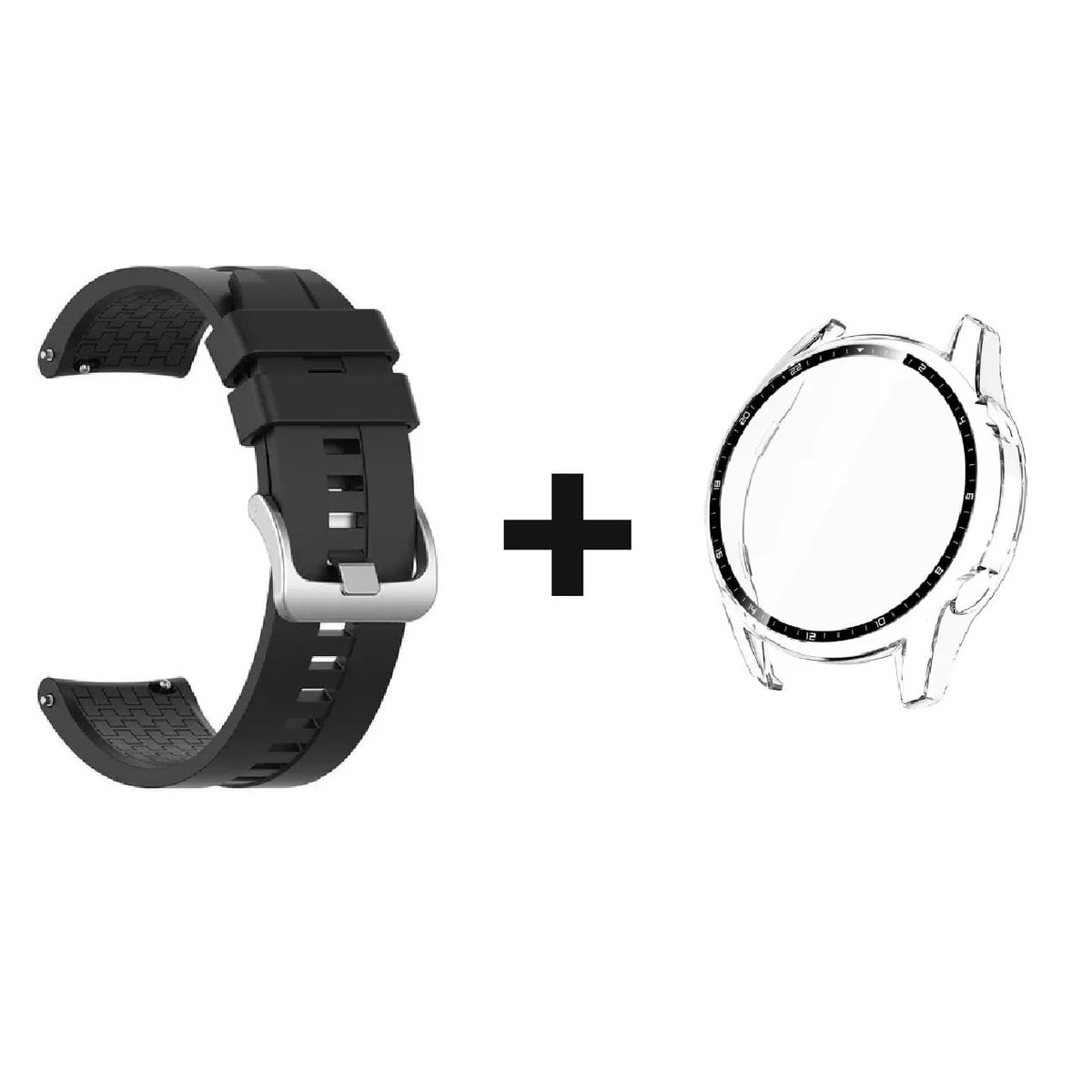 GENERICO - CORREA SILICON 22MM + BUMPER 46 MM PARA HUAWEI WATCH GT 2 NEGRO